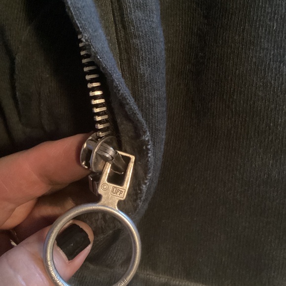 OFF WHITE oversized zip up hoodie. Small. Distressed gray - Picture 8 of 9